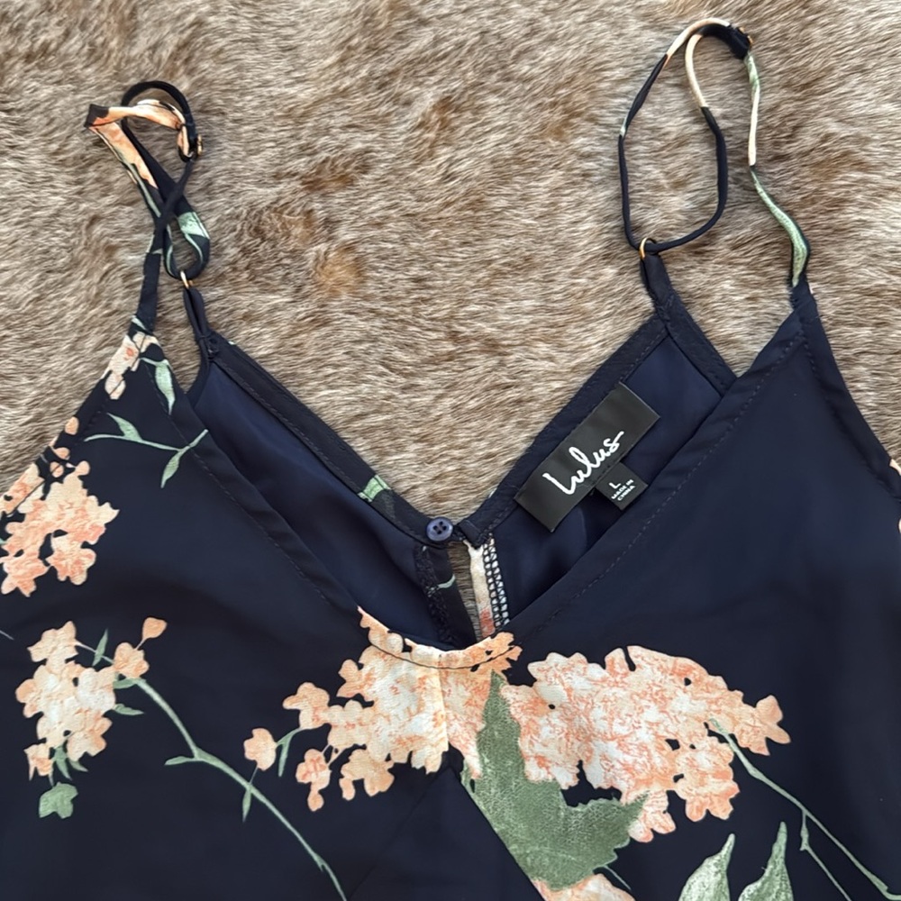 Lulu’s Feeling Freesia Navy Blue Floral Print Maxi Dress Large - Picture 4 of 12